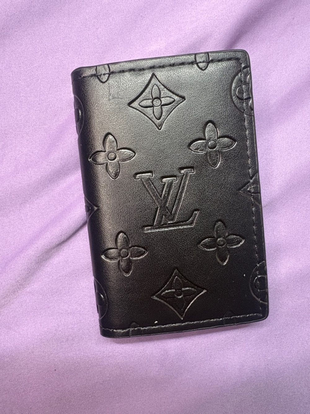 LV Black Monogram Embossed Leather Card & Key Holder